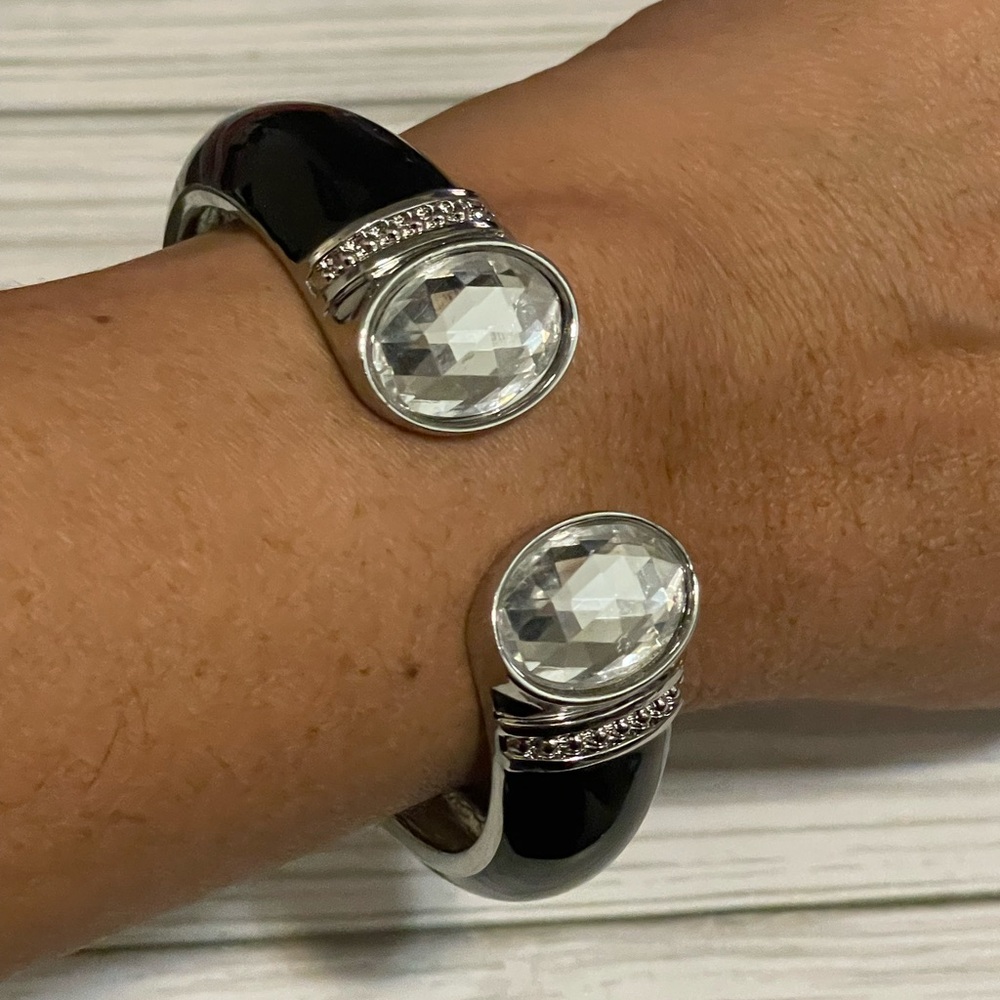 New Hinged Elegant Black Enamel bangle Bracelet from Nordstrom
